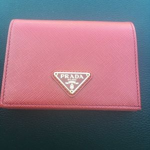 Red saffiano Prada wallet